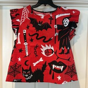 Nooworks Red Graphic Print Top